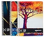 amazon basics Metal Spiral Notebooks A5 Size 160 Sheet | High Bright Paper | Single Ruled | Thick Black Covers | Pack of 3 (Assorted Colours)- Amazon