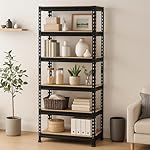 JD FRESH 6-Shelf Adjustable Boltless Metal Shelving Unit/Heavy Duty Metal Storage Rack with Wooden Planks for Home/Garage/Office & Shop/Utility Display Rack (60 x 24 x 12 Inch, Black)- Amazon