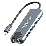 Amazon Basics 5-in-1 Hub Multiport Adapter, USB Type-C with Aluminium Shell, 100Mbps Ethernet Port, HDMI 4K, 1xUSB 3.0, 1xUSB 2.0, 100Mbps Ethernet, 100W Charging for MacBook, DELL & Type C Devices- Amazon