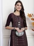 EthnicBasket Women Floral Print Crepe Straight Kurta  (Brown)- Flipkart