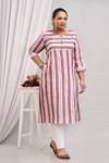 Neerupam Collection Women Striped Pure Cotton Straight Kurta  (Purple)- Flipkart