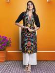 EthnicBasket Women Printed Crepe Straight Kurta  (Multicolor)- Flipkart