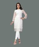 Vidula Fashion Women Self Design Net A-line Kurta  (White)- Flipkart