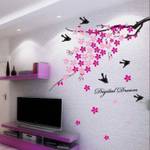 Aquire Wall with Pink Flowers & Branch Self Adhesive Sticker  (Pack of 1)- Flipkart