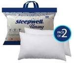 Sleepwell Comfort And Support Pillow// White Pillow Set Microfibre Solid Sleeping Pillow Pack of 2  (White)- Flipkart