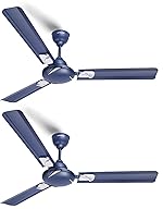LONGWAY Creta P2 1200 mm/48 inch Ultra High Speed 3 Blade Anti-Dust Decorative Star Rated Ceiling Fan (Silver Blue, Pack of 2)- Amazon