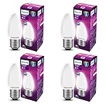 Philips E27 Frosted Candle 400-Lumen Decorative Wall Lights (4W, Pack of 4, White)- Amazon