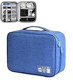 SGMVK Electronics Accessories Organizer Bag Travel Padded Gadget Bag Cable Organisers Pouch Carrying Case for Chargers, Hard Disk, Adapters, USB Cables, and Power Bank (Light Blue, Nylon)- Amazon