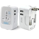 Ceptics Universal Japan Travel Adapter, 3 in 1 India to Japan Plug Adapter, Universal Travel Accessories 2 USB 2.4A, 100-250 Voltage Travel Charger, Universal Charger Adapter, White- Amazon