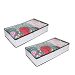 Pretty Krafts Set of 2 Polycotton Transparent Underbed Storage Bag with Handles & Zipper Lock | Space Saving/Foldable/Rectangular Quilt, Comforter, Blankets Storage Bag (99x33x15cm, Grey)- Amazon