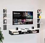 Kundi Engineered Wood Floating TV Stand Wall Mounted Media Console Entertainment Storage Shelf (White and Black)- Amazon