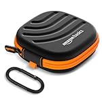 Amazon Basics Earphone Carrying Case – Multi Purpose Pocket Storage with Carabiner Hook, Travel Organizer for Earphones, Pen Drives, Memory Card, Cable (Black)- Amazon