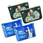 Kuber Industries Pack of 4 Pencil Pouch | Square Stationary Pouch | Pen-Pencil Box for Kids | School Geometry Pouch | Pencil Utility Bag | Zipper Pencil Organizer | Green & Blue- Amazon
