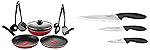 Pigeon by Stovekraft Mio Aluminium Gift Set, Red (8 Pieces) + by Stovekraft Stainless Steel Kitchen Knives Set, 3-Pieces, Multicolour- Amazon