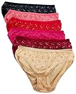 Combo Pack of 6 Women’s Cotton Hipster Innerwear Floral Printed Panties Assorted Briefs with Elastic Inner Wear Multicolor- Amazon