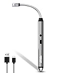 NEWDRU Rechargeable Electric Gas Lighter for Cooking Gas Stove, Kitchen, Pooja Candles & Diyas | USB Charging, Windproof & 360° Flexible Electric Lighter – Silver- Amazon