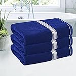 Kuber Industries Pack of 3 Bath Towels for Men – Highly Absorbent 144 GSM Cotton Bathroom Towel With Silver Patti – 30×60 Inch Blue – for Bath, Gym, Travel- Amazon
