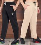 Go Devil Pack of 2 Men Solid Black, Beige Track Pants- Flipkart