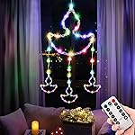 Gesto Hanging Diya Curtain Lights – 1 Large, 3 Medium & 10 Small Diyas with 8 Lighting Modes & Remote | Decorative Diya Fairy Lights for Home, Balcony,Pooja Room,Mandir & Diwali Decoration(Multicolor)- Amazon