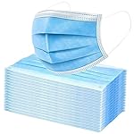 UPYOG [Pack of 100] Single Use Disposable Blue Face Mask, Soft on Skin, 3-ply Masks Facial Cover with Elastic Earloops and Nose Clip Great For Home, Office, School, and Outdoors- Amazon