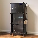 BOXJOY 6 Shelf Black Shoe Rack with Door Magnets, 5 Hook Steel Holder & Wooden Hammer for Home Storage PP Plastic Organizer with Metal Door Frame and Foots for Chappal Slipper Sandals Shoes Box Stand- Amazon