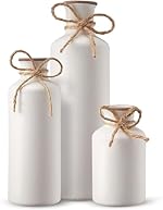 PUREZENTO Vintage Roman White Vase – Set of 3 | Decorative Bottle Shaped Vases with Twine Bow for Rustic, Farmhouse & Home Decor | Showpiece Vases for Living Room, Dining Table & Office Styling- Amazon