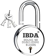 Small Lock 50mm | Round Lock and Key | Double Locking | 6 Levers’ Technology | Rivetless Steel Body Padlock | Lock for Indoor use, Home, gate, Door, kadi, Channel, Chain, Shop, School, Warehouse- Amazon