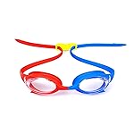 NIVIA Kiddies Jr. 2.0 Swimming Goggles for Kids, Anti Fog, Polycarbonate Clear Glass, Silicon Strap, UV Protection, Comfort Fit – Red/Blue- Amazon