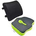 Sleepsia Coccyx Orthopedic Seat Cushion to Relief Lower Back and Tail Bone Pain & Memory Foam Lumbar Back Support, Car Cushion, Office Chair Combo- Amazon