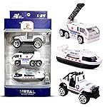 Toy Cloud Free Wheel Die-Cast Metal Ambulance Vehicle Set of 3, 1:64 Scale Model Vehicles Toys (Road Jeep, Hovercraft, and Ladder Truck)- Amazon