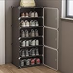 AYSIS Plastic Shoe Rack for Home |     DIY Shoe Rack with Door   for Home Storage Plastic Box Organizer, Metal Door Frame, Chappal Slipper Sandals Stand (Grey, 6-Shelf-3-Door)- Amazon