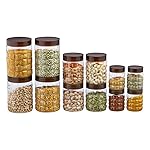 Steelo Solitaire Plastic Kitchen Storage Container Set Kitchen Organiser Air Tight Container Set Fridge Safe US FDA Approved PET Food Grade Heavy Duty Material, BPA Free (Brown, 300 ML, Pack of 12)- Amazon