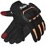 Pivalo Full Finger Bike Riding Gloves with Strong Knuckle Protective Shells Touch Screen Anti-Skid Surface Breathable Mesh for Motorcycle Cycling Climbing Mountaineering Hiking (Black & Orange, L)- Amazon