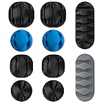 GIZGA Essentials Cable Organizer Holder Clips (Set of 10) – Multipurpose Silicone Cable Protector, Cord & Wire Manager Hooks with Self Adhesive for Desk, Table, TV, PC, Car, Home & Office (Black)- Amazon