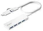 BYEASY USB Hub, USB 3.1 C to USB 3.0 Hub with 4 Ports and 2ft Extended Cable, Ultra Slim Portable USB Splitter for MacBook, Mac Pro/Mini, iMac, Ps4, PS5, Surface Pro, Flash Drive, Samsung(White)- Amazon