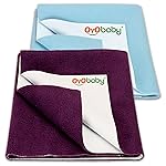 OYO BABY Waterproof Baby Bed Protector Dry Sheets for New Born Babies | Reusable Mats | Cot & Bassinet Gift Pack (Plum + Sea Blue),Small (70cm x 50cm)- Amazon