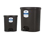 Kolorr Magnum Dustbin Combo Pack of 2 Plastic Pedal Dustbins/Trash Can/Garbage Waste Bin with Lid for Home, Kitchen, Office, Bathroom & Washroom – 6+ 14 Liters (Dark Brown)- Amazon