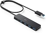 Anker 4-Port USB 3.0 Hub, Ultra-Slim Data USB A Hub with 2 ft Extended Cable [Charging Not Supported], for MacBook, Mac Pro, Mac mini, iMac, Surface Pro, XPS, PC, Flash Drive, Mobile HDD- Amazon