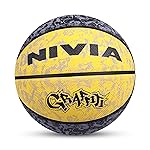 Nivia Graffiti Rubber Basketball – Size: 7 (Yellow)- Amazon