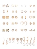 Zaveri Pearls Set of 25 Gold Tone Contemporary Studs & Drop Earrings For Women-ZPFK15140- Amazon