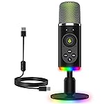 Archer Tech Lab USB Condenser Microphone for PC, Mac, PS5/PS4 Gaming Streaming, Podcasting, YouTube, Zoom| Mic with Voice Changer, Noise Cancellation, RGB Light, Quick Mute, Volume Control (Dryad100)- Amazon