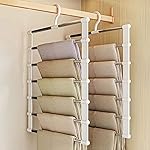 Space-Saving Stainless Steel Pants Hanger 6 in 1 – Foldable Multi-Layer Closet Organizer for Jeans, Trousers & Leggings | Heavy-Duty Non-Slip Pants Rack- Amazon