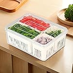 Kuber Industries Fridge Organizers Storage Box Set | 4 Compartments Chopped Vegetable & Grocery Container For Refrigerators | Drawer & Kitchen Accessories Items Box | Transparent White- Amazon