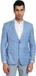 PARK AVENUE Men Checkered Mandarin Formal Blazer (Light Blue)- Flipkart