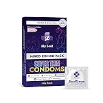 My Soul Ultra Thin Aloe Vera Based Assorted Condoms Pack | Includes 2 Bubblegum, 2 Chocolate, 2 Strawberry, 2 Climax Gel & 2 Non-Flavoured Condoms | Everyday Intimate Care (10s)- Amazon