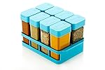 Stewit 8 Pcs Sets Airtight Home Storage Rasoi Box Spice Storage Jar Masala Box Spice Container Storage Idle for, Easy Flow Spice Storage Container with Tray (Large)- Amazon