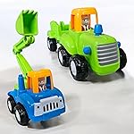 Stylbase Friction Powered Pull Back Vehicles for Kids Toys | Unbreakable Bulldozer Tractor and Trolley Toys for Kids | Push and Go Toy Set for Boys & Girls 3+ Years (Pack of 3)- Amazon