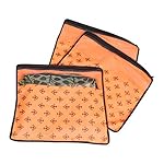 PrettyKrafts Saree Cover Set of 3 Designer Prints with Transparent Window_Orange- Amazon