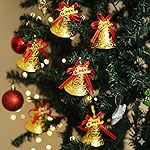 eCraftIndia Merry Christmas Bells (Set of 6) Golden Jingle Bells with Red Ribbon | Christmas Tree Decoration Items | Xmas Gifts Ornaments Props Decorations for Home Church- Amazon