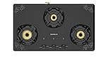 Havells Nucleus Slim Manual Gas stove|3 Heavy Duty Forged Brass Burner|8 mm toughened glass|Premium Valves|Removable Drip Tray|Soft Touch Knobs|5 year Warranty on Burners,Glass & Valves (Black)- Amazon